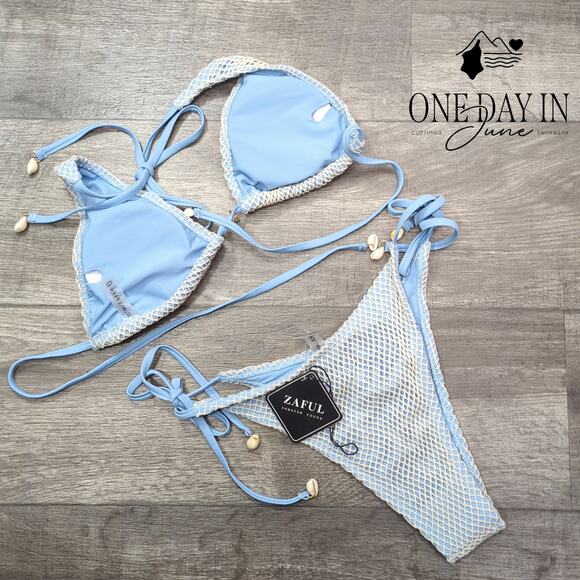 Zaful High Cut Tie Side Tie Back Bikini Swimsuit Size M - Picture 7 of 7